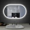 SkiPdr LED Lighted Bathroom Wall Mounted Mirror with 5500K High Lumen + CRI 95, Warm/White/Natural, Anti Fog And Dimmable Memory Touch Button + I