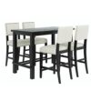 DINGZZ 5 Piece Counter Height Dining Table Set Black Table And 4 Chairs Furniture In Beige