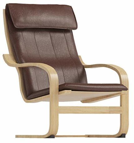 The Duable Poang Chair Cover Replacement is Custom Made Compatible for IKEA Poang Armchair Slipcover Only. (Pu Leather Brown)