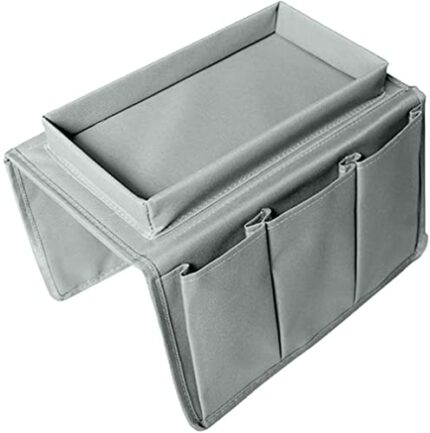 EZSTAX Hanging Storage Armrest Chair Desk Sofa Slipcovers TV Remote Controller Holder Organizer Bag Table Cabinet Pouch, Grey