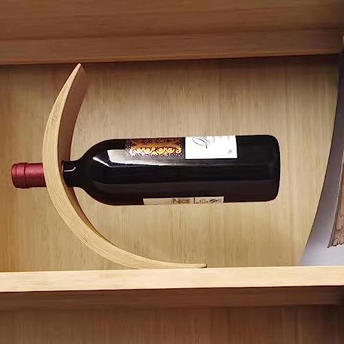 Somonka-L Single Wine Bottle Holder,Natural Bamboo Personalized Rack,Self Balancing Display Rack,Wine Stand