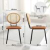Farini Set of 2 Dining Chair Jaxsen Faux Leather Indoor Kitchen Chair with Rattan Backrest Modern Accent Chairs for Living Room Dining Room,Whisk