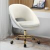 FABRICATION HAUS Desk Home Swivel Office Chair Velvet Height Adjustable Armless Padded Cushion Task with Gold Base Mid Back Comfy Computer Chair