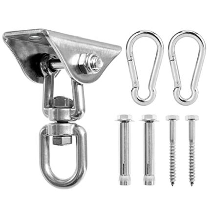 JUNGLE WELL Heavy Duty Swing Hangers 500kg Capacity, 360 Swivel Stainless Steel Swing Hooks, Hardware for Concrete, Wooden Sets Sensory Swing, Pl