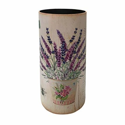 Rebecca Mobili Umbrella Stand, Round Stick Holder, Provencal Style, White, Mdf Canvas, Gift Idea - Measures 50 x 20 x 20 cm (HxWxD) - Art. RE6478