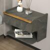 Bixiaomei Floating Nightstand with Drawer, Wall Mounted Floating Bedside Table, Modern End Table with Wooden Open Storage Shelf for Bedroom & Liv