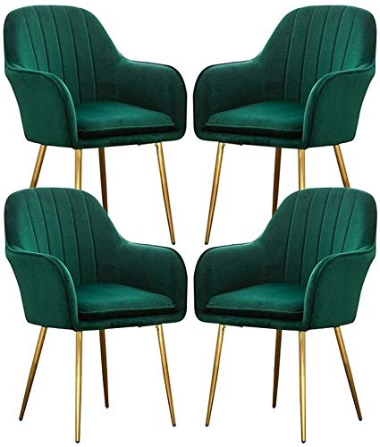 Modern Kitchen Dining Room Chairs Velvet Dining Chairs Set Of 4,Sturdy Metal Feet with Armrests and Backrest Kitchen Living Room Chairs (Color :
