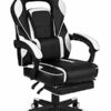 Flash Furniture X40 Gaming Racing Ergonomic Computer Chair with Fully Reclining Back/Arms, Slide-Out Footrest, Massaging Lumbar, Faux Leather, Bl