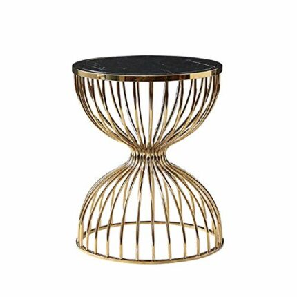 N/A Covering an area of small European light luxury marble round metal side table humanized rounded corner design simple