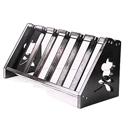 Countertop Triangle Shape Bamboo Wood Wine Rack - Table Top Wine Bottle Storage Slots for 6 Bottles 5 Wine Glass Rack Hanging Cup Holder -Free St