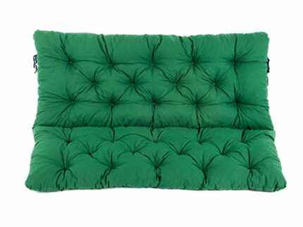 Strandgut 120 x 98 x 8 cm HANKO 2 Seater Garden Bench Cotton Padded Low Back Cushion - Green