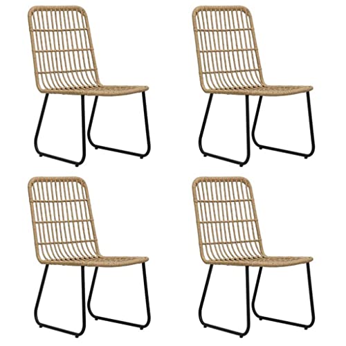 TJLSS 5 Piece Outdoor Dining Set Poly Rattan and Glass