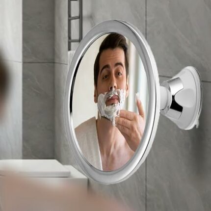 SQAQS Shower Mirror for Shaving with Powerful Suction Cup, Electroplated vanity mirror, Fogless Shower & Shaving Mirror with Upgraded Suction Mou