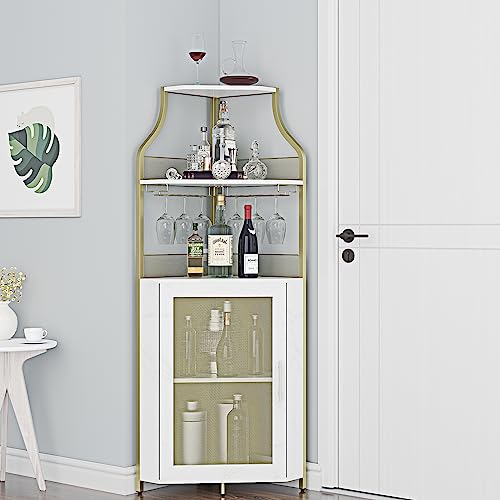 Amyove Wine Cabinet, Engineered Wood Metal, Gold, S