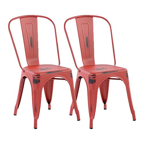 FurnitureR Dining Chair, Metal Rubber, Red