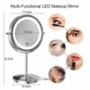 Gospire 10x Magnified Lighted Makeup Mirror Double Sided Round Magnifying Mirror Standing 360 Degree Swivel Vanity Mirror Battery Operated 7 Inch