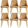 Kitchen Dining Room Furniture Chairs Dining Chairs Set Of 6 Modern Water Proof PU Leather Kitchen Living Room Chairs with Metal Legs and Backrest