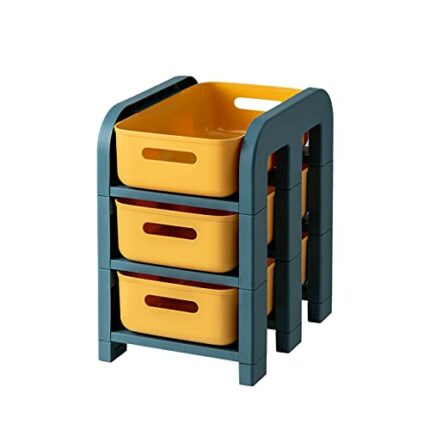 HOTRCR Storage Trolley Cart 3 Tier Storage Trolley on Wheels Organizer Serving Storage Cart Easy Assemble for Office, Kitchen, Bedroom, Bathroom,