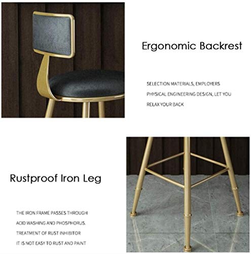 AANAN Stools,Stool,Bar Stool Dinner Chairs Pub Bar Heigh Barstool, Modern Contemporary Dining Caf Chairs with Black Seat and Backrest/45Cm