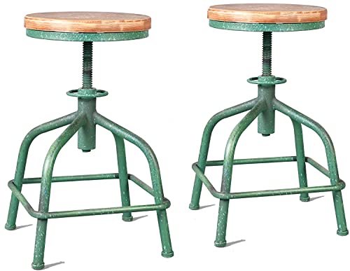 Topower Farmhouse Kitchen Stool, Industrial Counter Stool, Kitchen Deco Round Seat Standard Height Adjustable Swivel Bar Stools Indoor House Desi