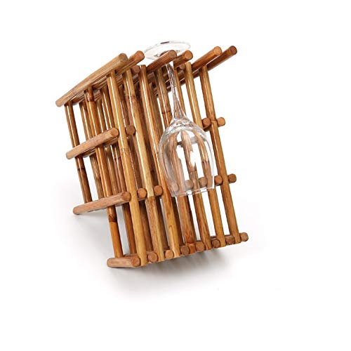 Yalych Wood Wine Rack - Wine Rack/Cellar/Storage- Free Standing, No Assembly Required,able Top Wine Bottle Storage Slots for 5 Bottles 3Wine Glas