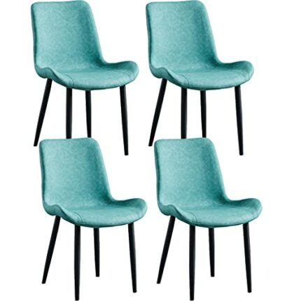 Kitchen Dining Room Furniture Chairs Modern PU Leather Dining Chair Set Of 4 with Backrest Soft Padded Seat For Living Room Bedroom Kitchen (Colo