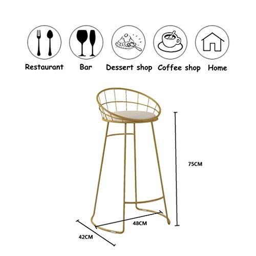 SDFGH Bar Stool Chairs High Chair Simple Wrought Iron Bar Chair Gold Stool Dining Chair Nordic Pub Accessories Leisure