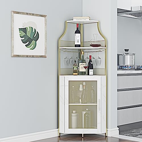 Amyove Wine Cabinet, Engineered Wood Metal, Gold, S