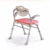 Bath Stools,Pink Bathing Chair Foldable Bathroom Shower with Backrest Stool Height Adjustable Bath Stool with Eva Foam Cushion Rotatable Handrail