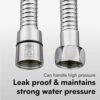 H&S Stainless Steel Shower Hose with 2 Washers - 1.75m (69”) - Extra Long Universal Replacement Hose with Chrome Finish - Anti Kink & High Flow F
