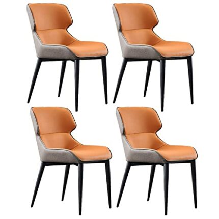 Kitchen Dining Room Furniture Chairs PU Leather Dining Chairs Set Of 4 High Back Padded Soft Seat Lounge Chair For Lounge Dining Kitchen Bedroom