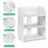 SOULONG 3 Tier Composite Wood Plastic Shoe Rack Storage Organiser White Openwork for Shoes 40 x 23 x 51 cm, White