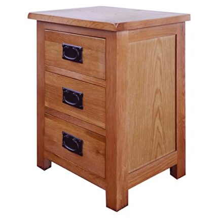 ARPHASLE Bedside Tables Solid Wood Nightstand 3-Drawer Storage Drawer End Table for Bedroom Oak Nightstand