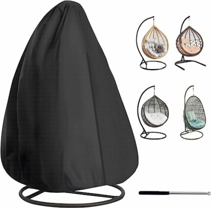 NEVERLAND Large Egg Chair Covers Waterproof Egg Chair Covers with Zipper and Telescopic Pole 210D Heavy Duty Veranda Garden Cover for egg chair o