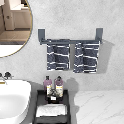Towel Rail, No Drilling Bathroom Towel Rail Self Adhesive Wall Mounted Double Hand Towel Holder Made of 304 Brushed Stainless Steel for Bathroom