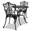 Centurion Supports TABREEZ Garden & Patio Table & 2 Large Chairs with Armrests Cast Aluminium Bistro Set - Black
