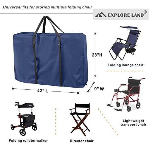 Explore Land Heavy Duty Chair Storage Bag for Folding Longue Chair, Zero Gravity Chair, Light Weight Transport Chair (42 Lx 9 Wx 28 H inches, Blu