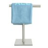 Hand Towel Holder Stand for Bathroom Vanity Countertop (Silver Brushed Square Base)