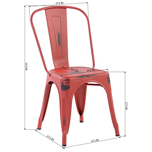 FurnitureR Dining Chair, Metal Rubber, Red