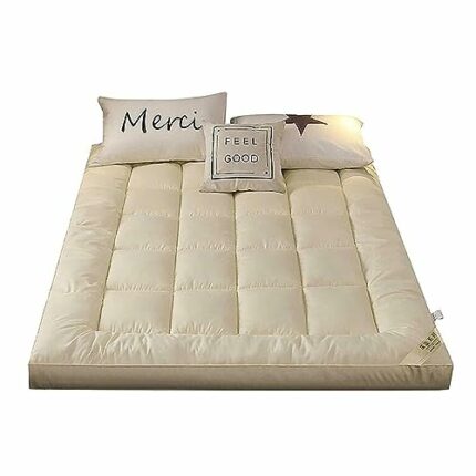 Traditional Mattress Futon Topper, Soft Thick Tatami Mattress, Folding Upholstered Pad Single Double Comfy Sleeping Mat Japanese Roll Up Guest Ma