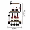 Wine rack Wall-mounted Wine Rack Loft Vintage Industrial Wind Wall Wine Rack Wrought Iron Hose Rack Goblet Holder Shelf (size: 60 × 100cm)