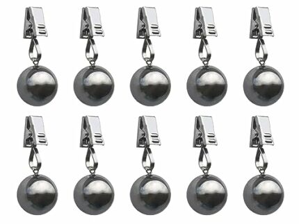 Heavy Duty Tablecloth Weights, Stainless Steel Balls with Rust-Resistant Clips, Weights for Curtain, Flag and Banner, 10 Pack