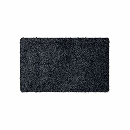 WohnDirect Magic Mat 50 x 75 cm, Blue/Black - Ultra Absorbent, Washable and Non-Slip Microfibre Doormat - Very Thin, Fits Under Almost Any Door