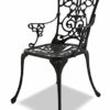 Centurion Supports TABREEZ Garden & Patio Table & 2 Large Chairs with Armrests Cast Aluminium Bistro Set - Black