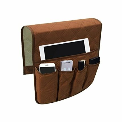 LYNKO Sofa Chair Couch Armrest Organizer, 5 Pockets Non-Slip Armchair Storage Bag, Fits For Tablet, Phone, Pad, Book, Magazines, TV Remote Contro