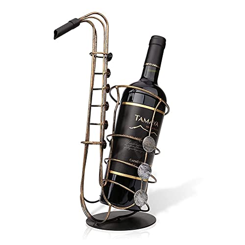 PIBM Stylish Simplicity Saxophone Style Wine Rack Bar Restaurant Home Decorations Creative Personality Metal Gold Retro Old Porch Desktop Ornamen