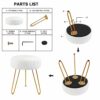 SCRIPTRACT Velvet Footrest Multifunctional Vanity Stool Ottoman Round Modern Upholstered Foot Stool - Golden Metal Leg - Dressing Table Stool, Sh