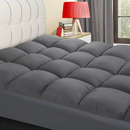COONP King Mattress Topper, Extra Thick Mattress Pad Cover, Cooling Pillowtop with 8-21 Inch Deep Pocket 3D Snow Down Alternative Fill(King, Grey