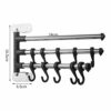 Hosoncovy 3 Tier Utensil Hanger Rail Utensil Wall Hanger Swivel Towel Rail Kitchen Wall Rail with Hooks Rotating Wall Mount Shelf for Kitchen Bat