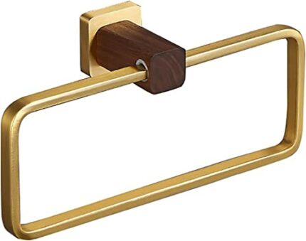 RAKUTE Towel Ring Towel Rail Heavy Duty Space Aluminum and Walnut Bathroom Towel Rack Wall Mounted Towel Holder Storage Rack for Bathroom, Kitche